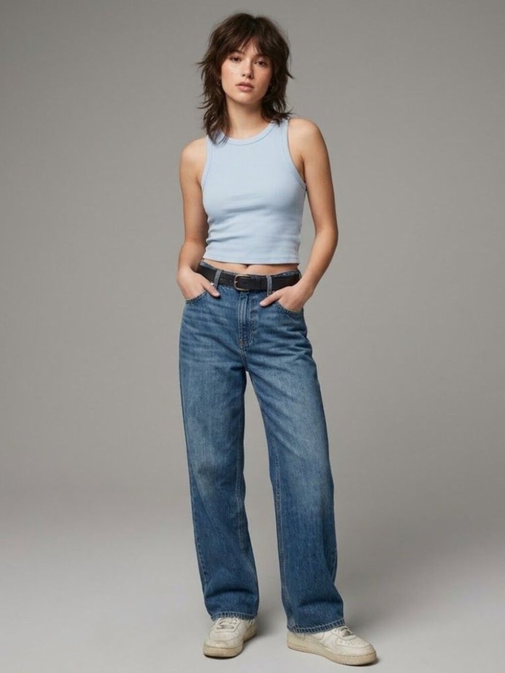 High-Rise Baggy Womens Hollister Denim 6L Jeans W28 Long Blue